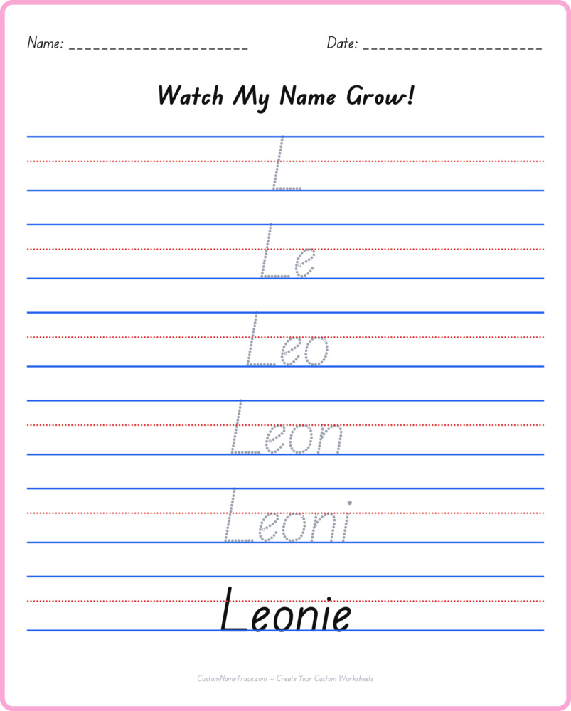 Free Leonie custom name tracing - pyramid free worksheet