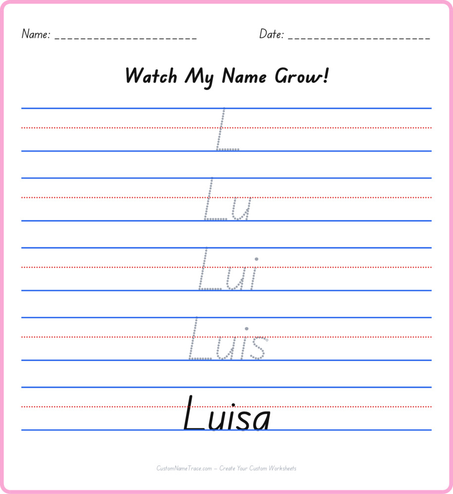 Free Luisa custom name tracing - pyramid free worksheet
