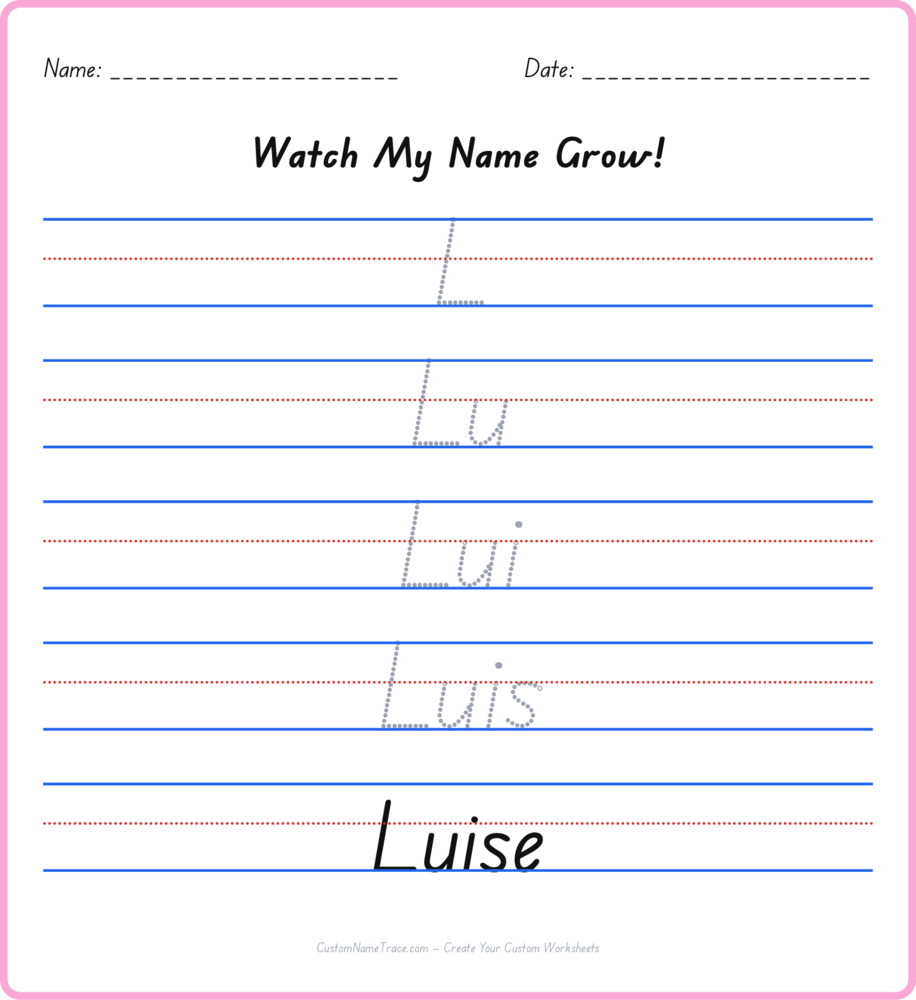 Free Luise custom name tracing - pyramid free worksheet