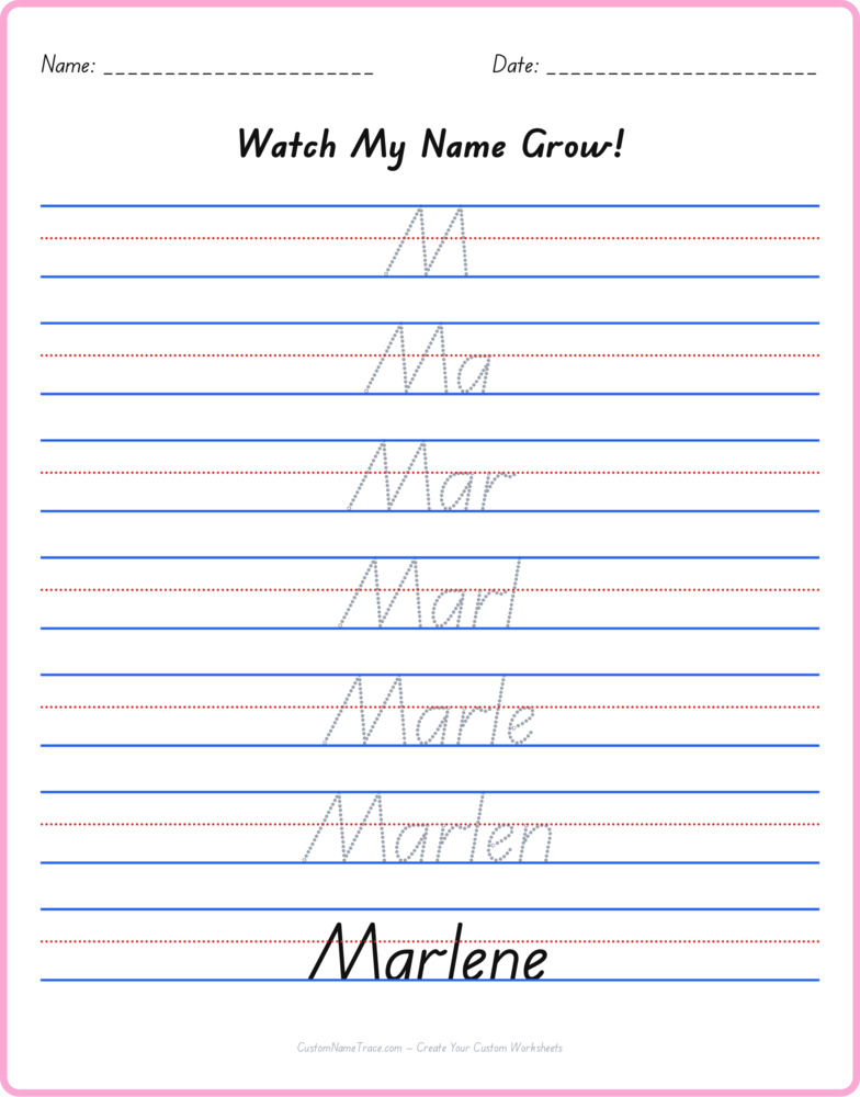 Free Marlene custom name tracing - pyramid free worksheet