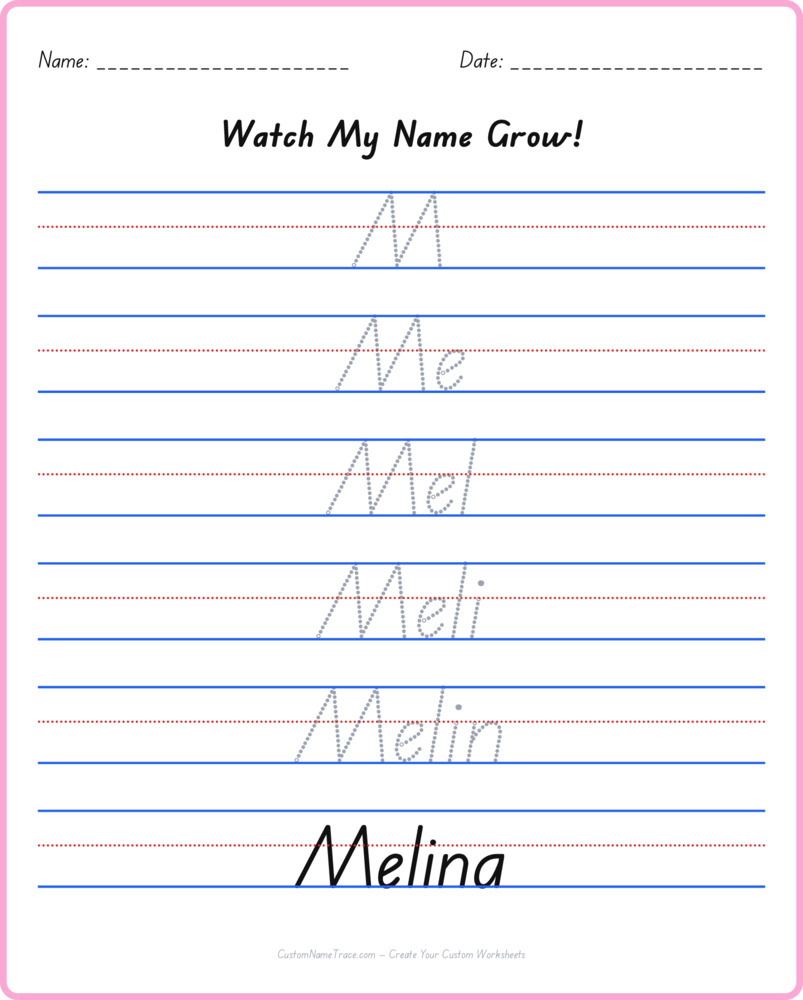 Free Melina custom name tracing - pyramid free worksheet