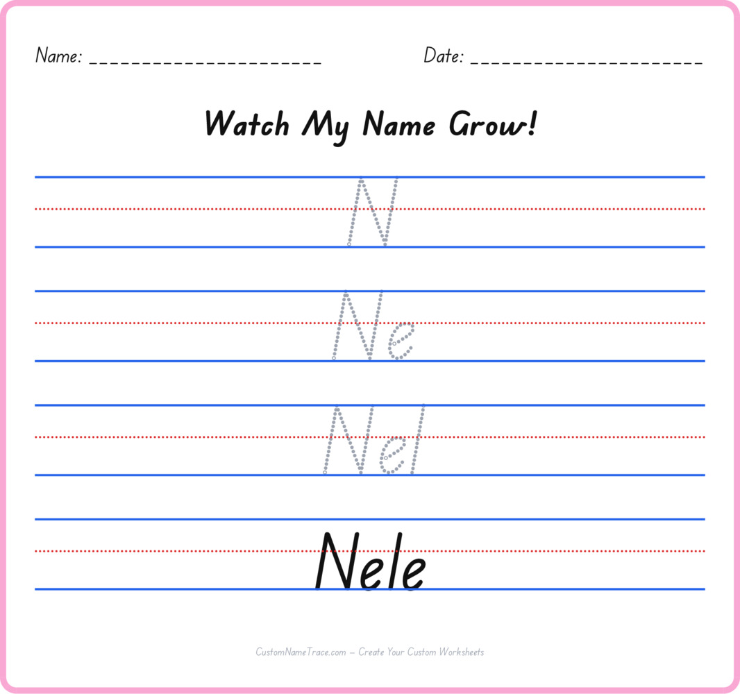 Free Nele custom name tracing - pyramid free worksheet