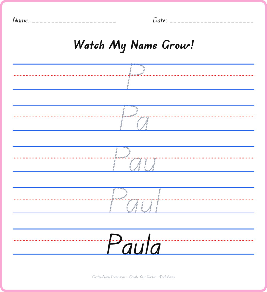 Free Paula custom name tracing - pyramid free worksheet