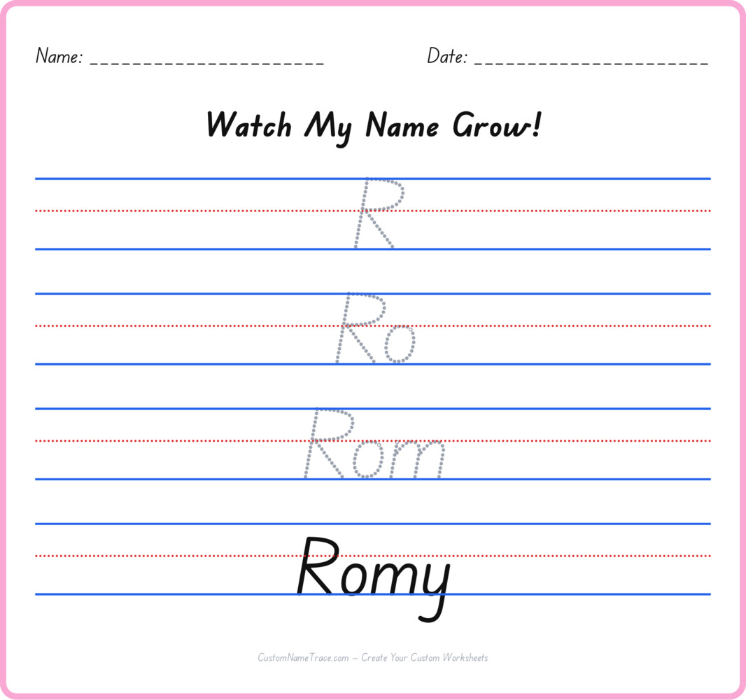 Free Romy custom name tracing - pyramid free worksheet