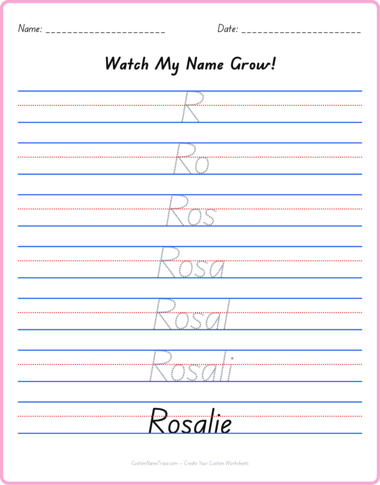Free Rosalie custom name tracing - pyramid free worksheet