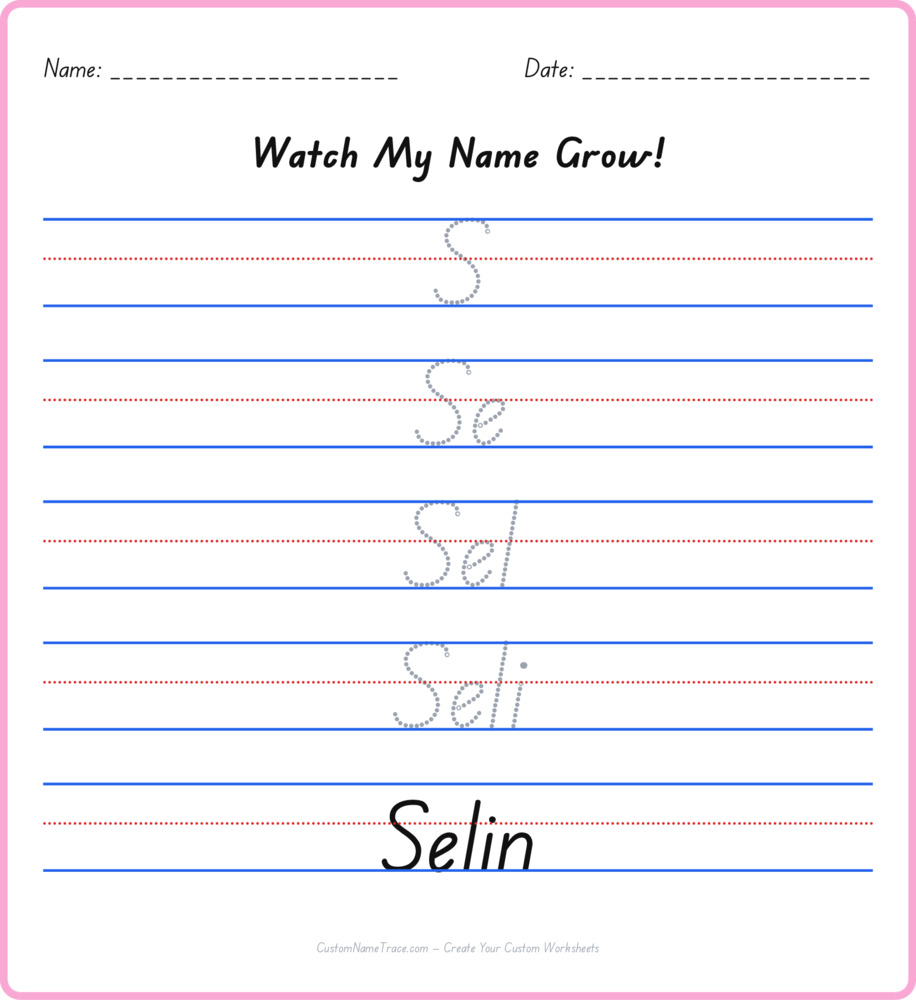 Free Selin custom name tracing - pyramid free worksheet