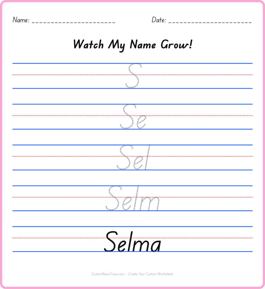 Free Selma custom name tracing - pyramid free worksheet