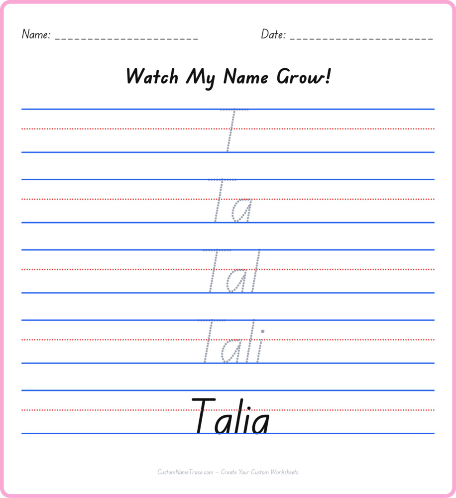 Free Talia custom name tracing - pyramid free worksheet