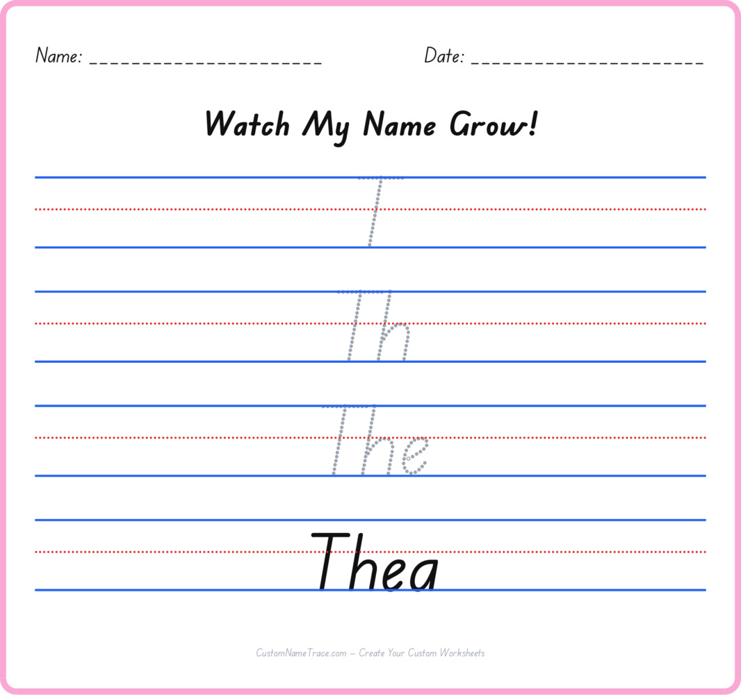 Free Thea custom name tracing - pyramid free worksheet