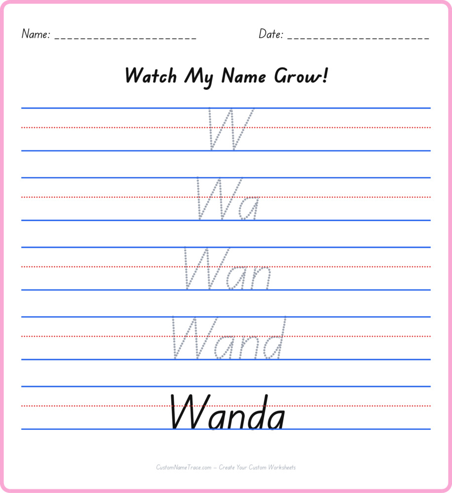 Free Wanda custom name tracing - pyramid free worksheet