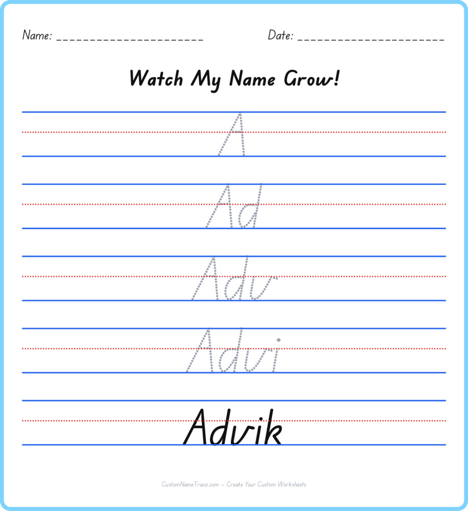 Free Advik custom name tracing - pyramid free worksheet