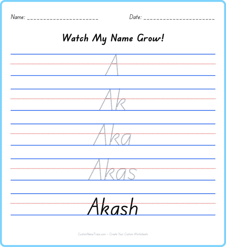Free Akash custom name tracing - pyramid free worksheet