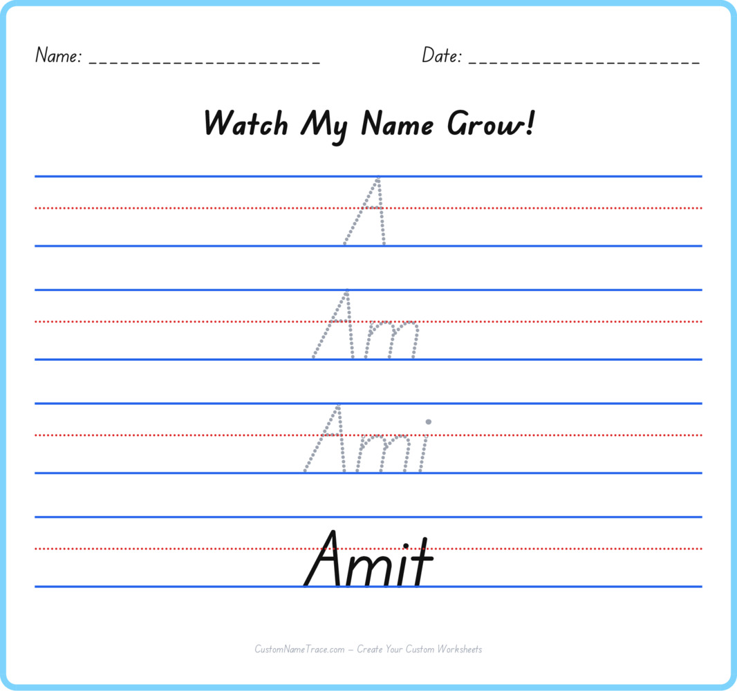 Free Amit custom name tracing - pyramid free worksheet