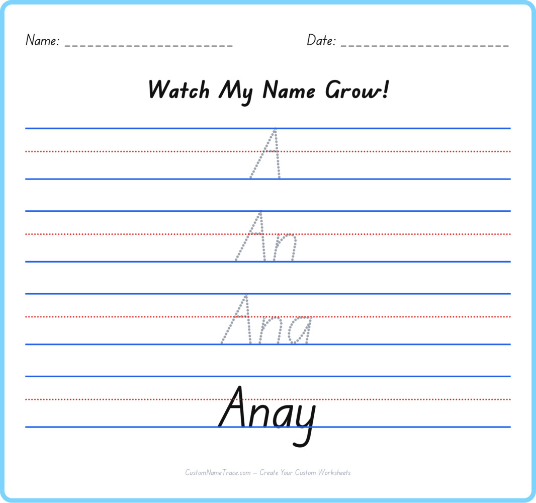 Free Anay custom name tracing - pyramid free worksheet