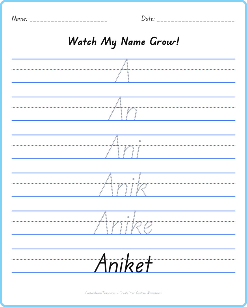 Free Aniket custom name tracing - pyramid free worksheet