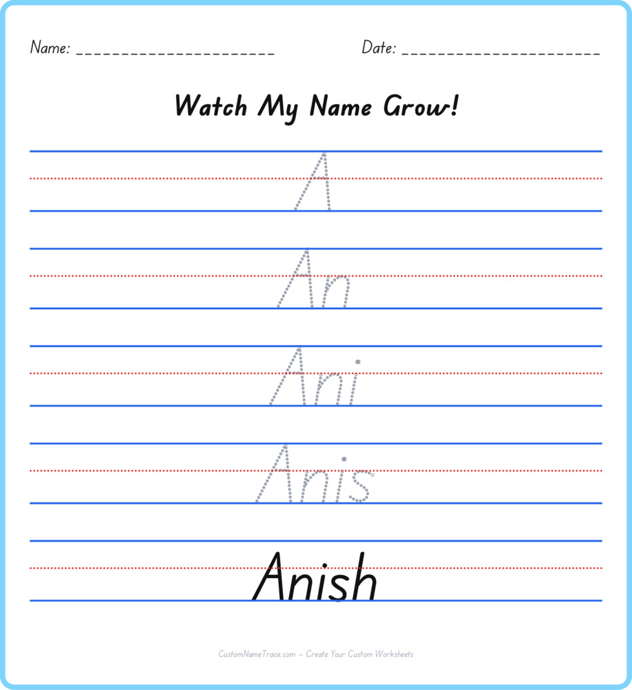 Free Anish custom name tracing - pyramid free worksheet