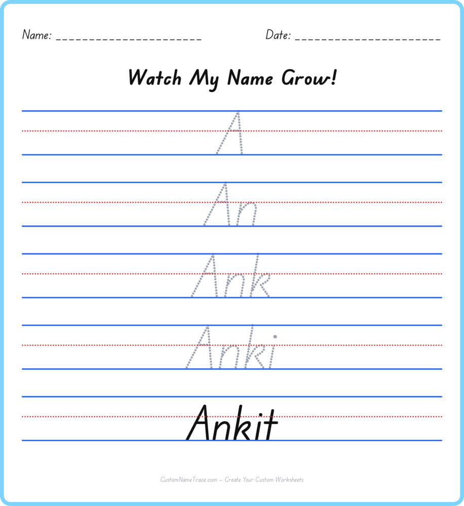 Free Ankit custom name tracing - pyramid free worksheet