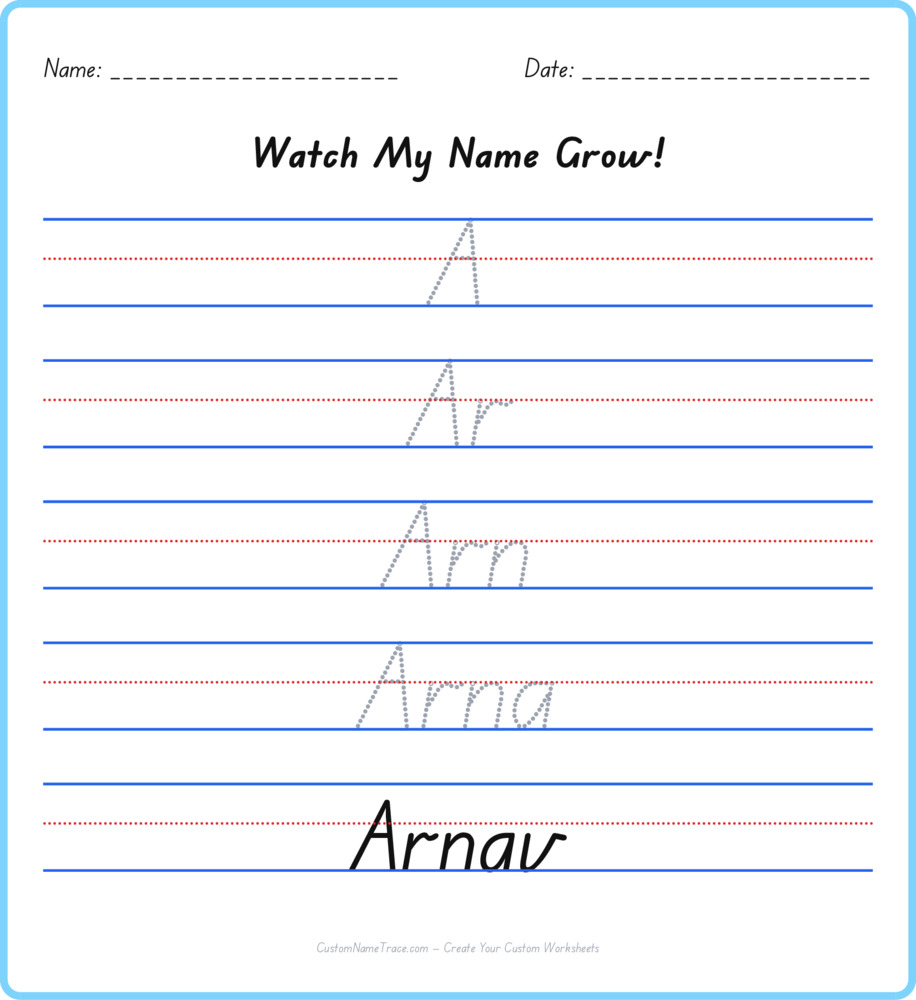 Free Arnav custom name tracing - pyramid free worksheet