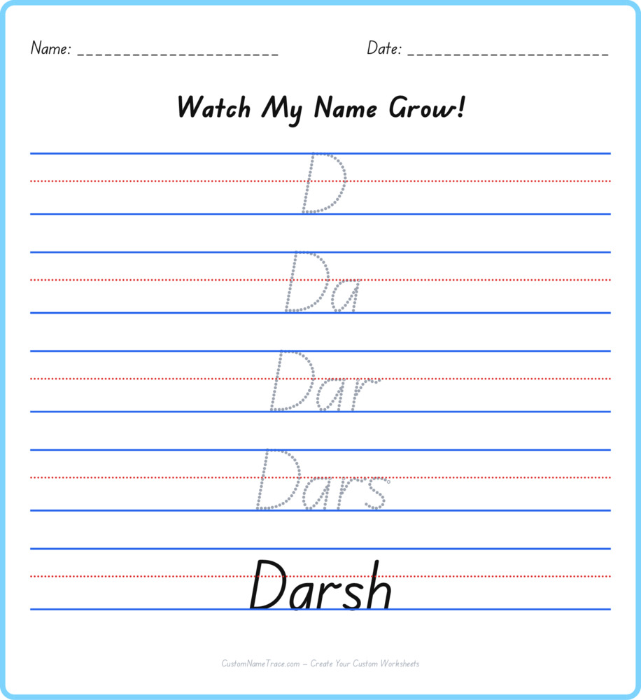Free Darsh custom name tracing - pyramid free worksheet