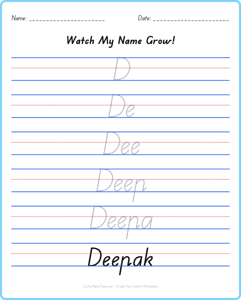 Free Deepak custom name tracing - pyramid free worksheet