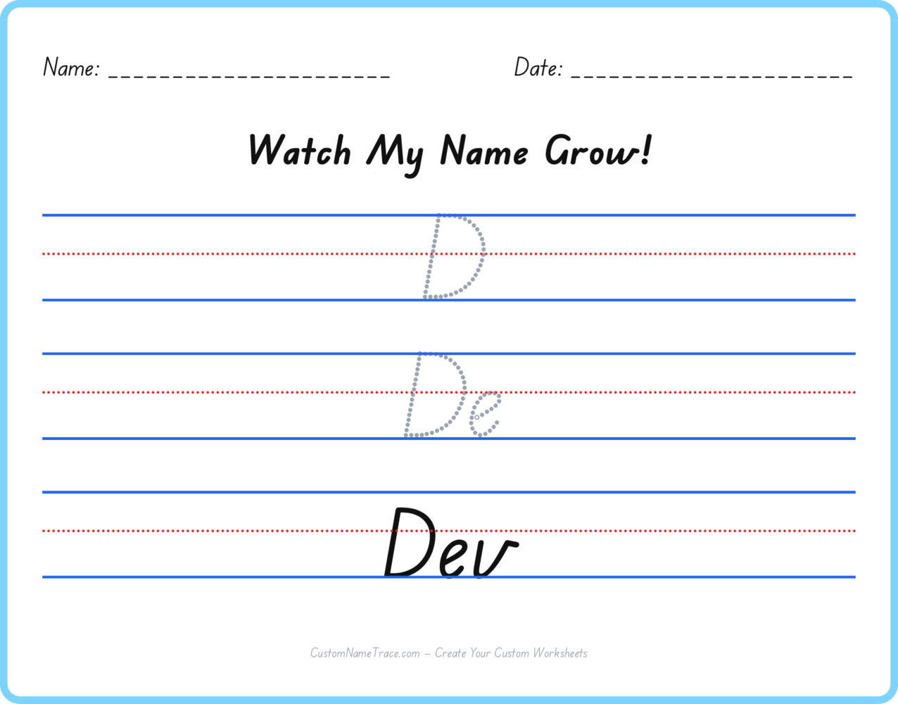 Free Dev custom name tracing - pyramid free worksheet
