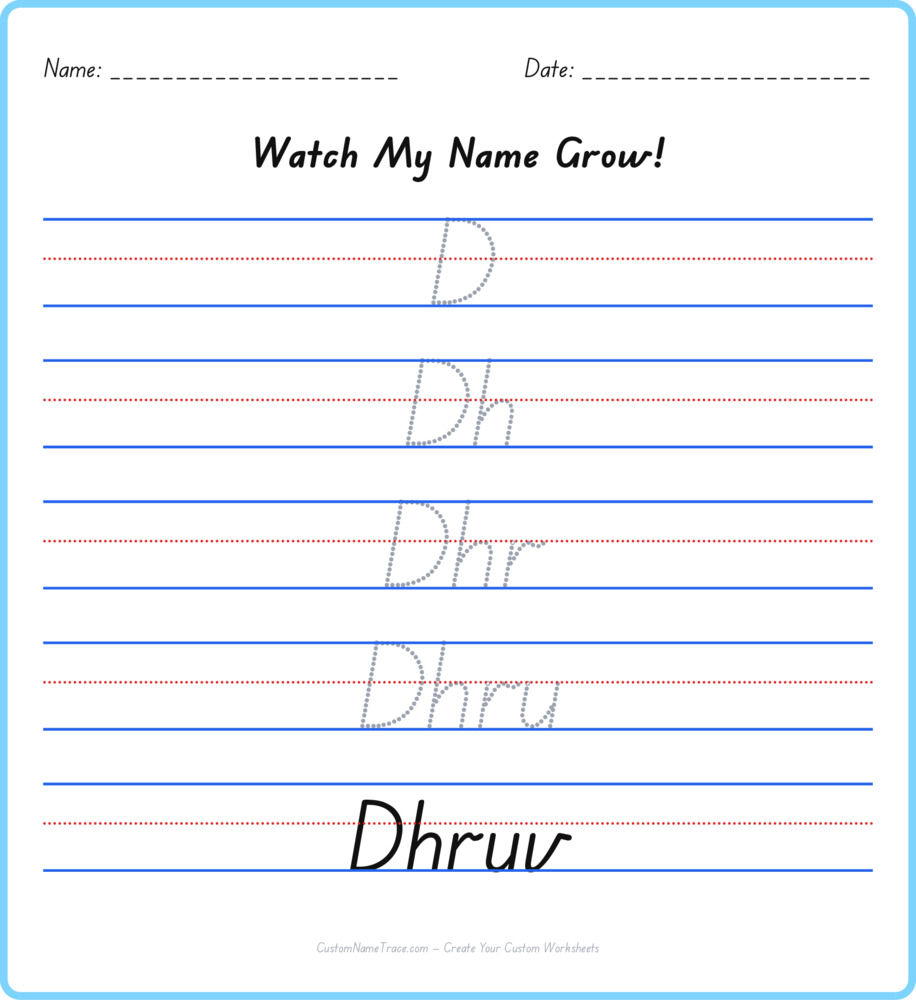 Free Dhruv custom name tracing - pyramid free worksheet