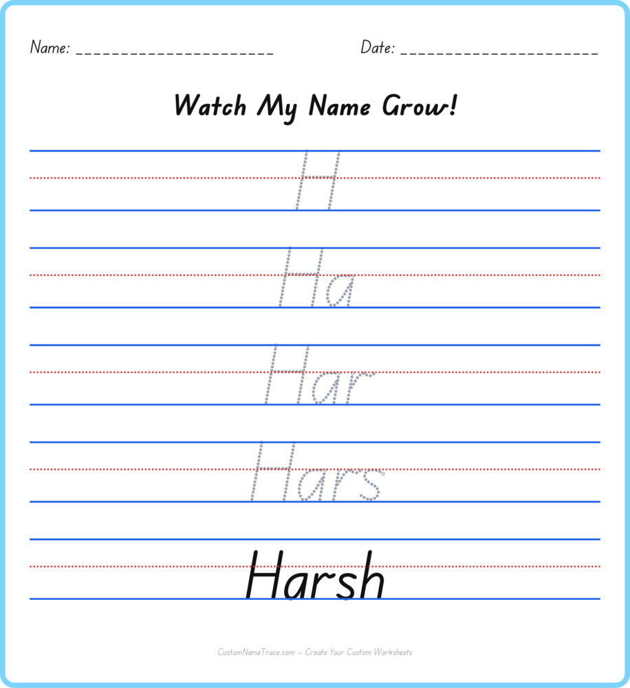 Free Harsh custom name tracing - pyramid free worksheet