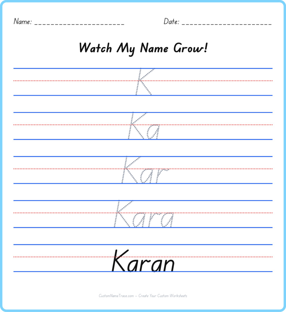 Free Karan custom name tracing - pyramid free worksheet