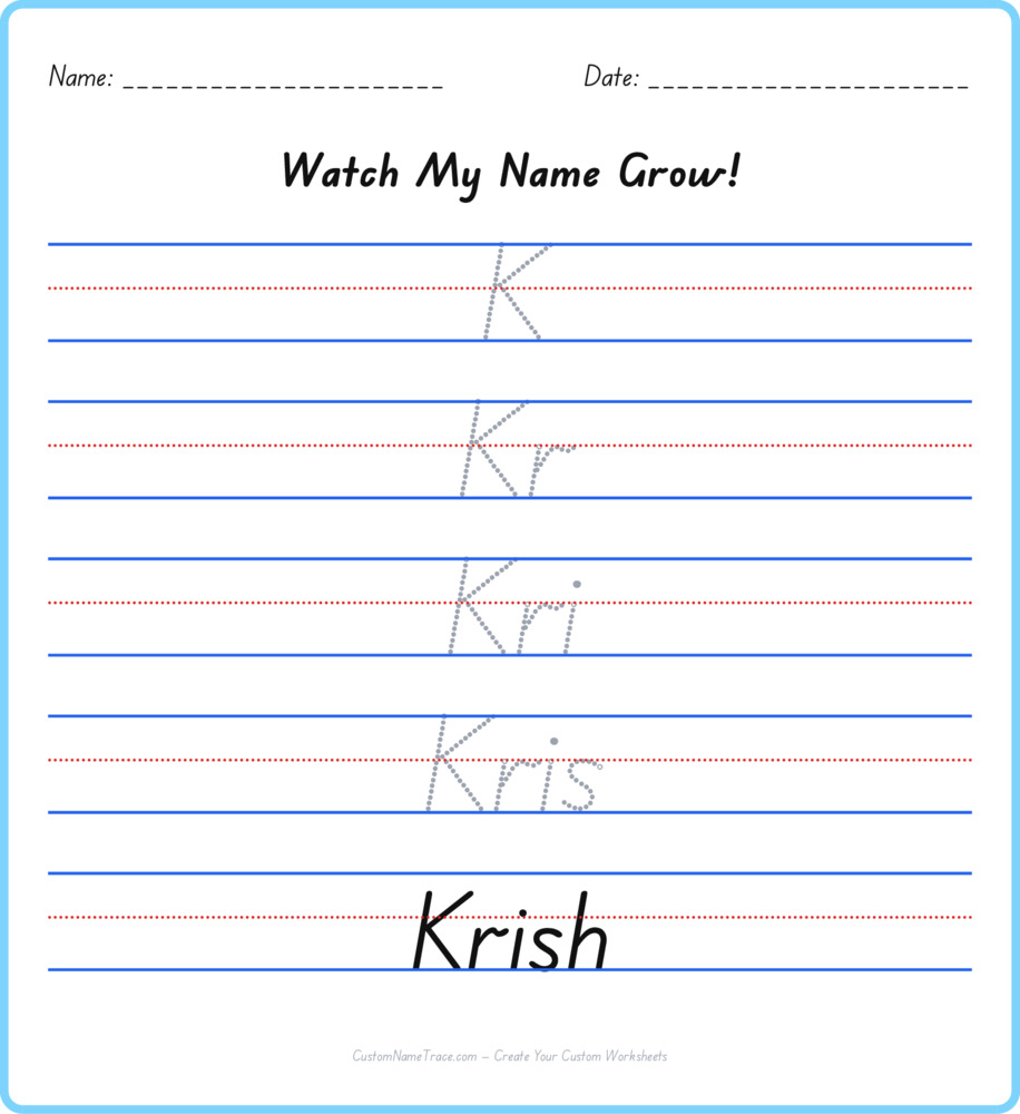 Free Krish custom name tracing - pyramid free worksheet