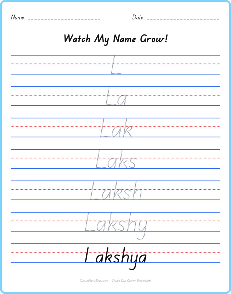 Free Lakshya custom name tracing - pyramid free worksheet
