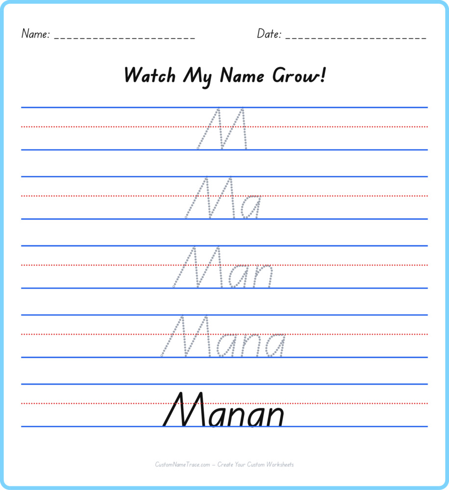 Free Manan custom name tracing - pyramid free worksheet