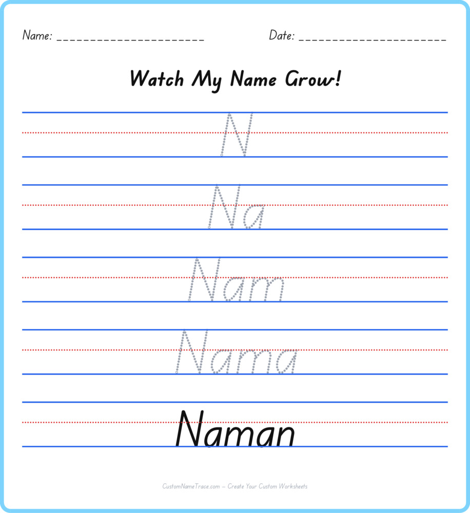 Free Naman custom name tracing - pyramid free worksheet