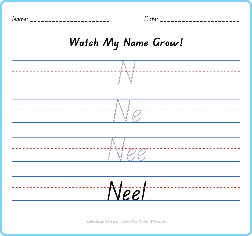 Free Neel custom name tracing - pyramid free worksheet