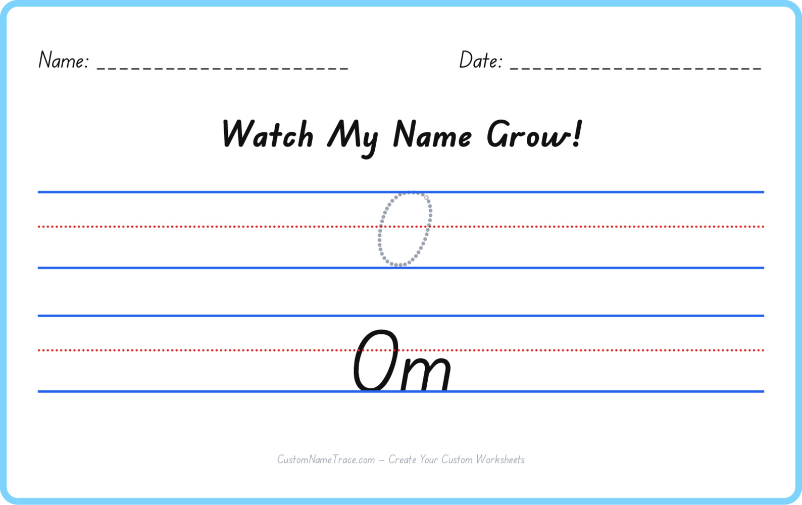 Free Om custom name tracing - pyramid free worksheet