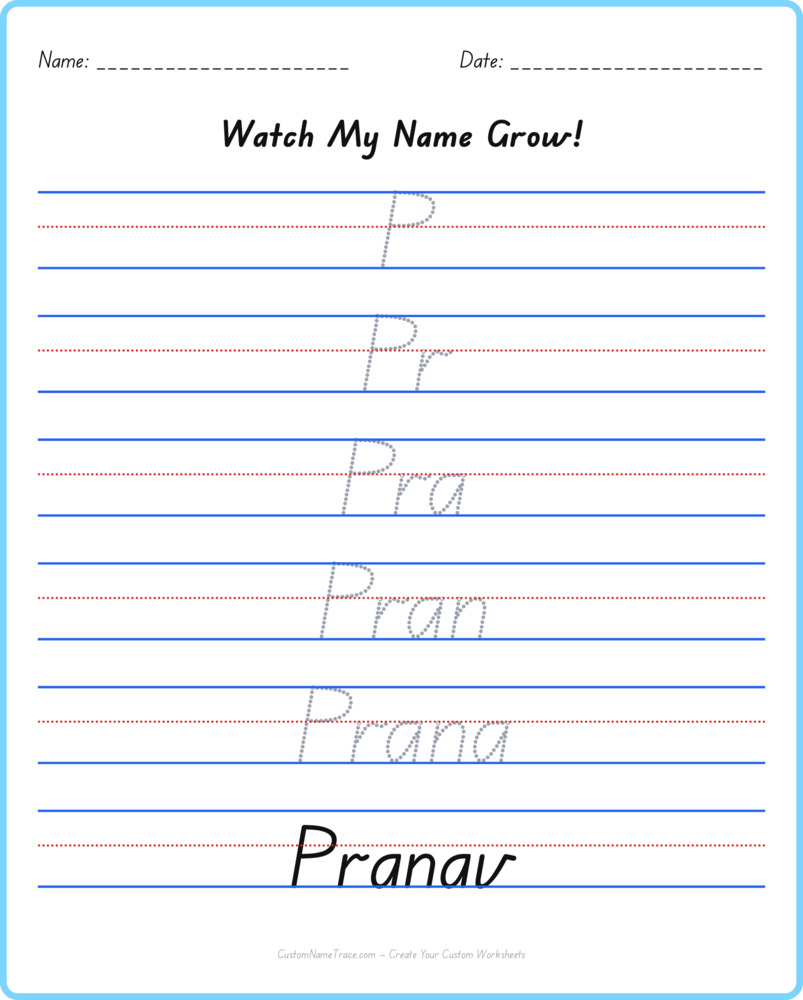 Free Pranav custom name tracing - pyramid free worksheet
