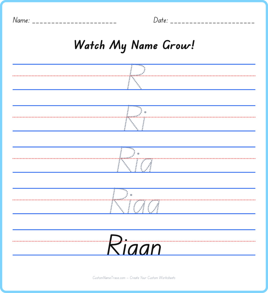 Free Riaan custom name tracing - pyramid free worksheet