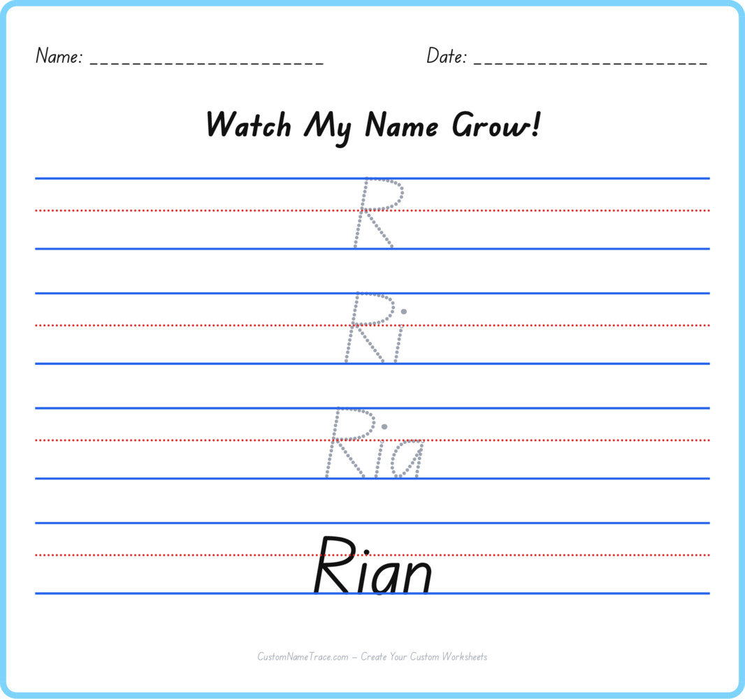 Free Rian custom name tracing - pyramid free worksheet