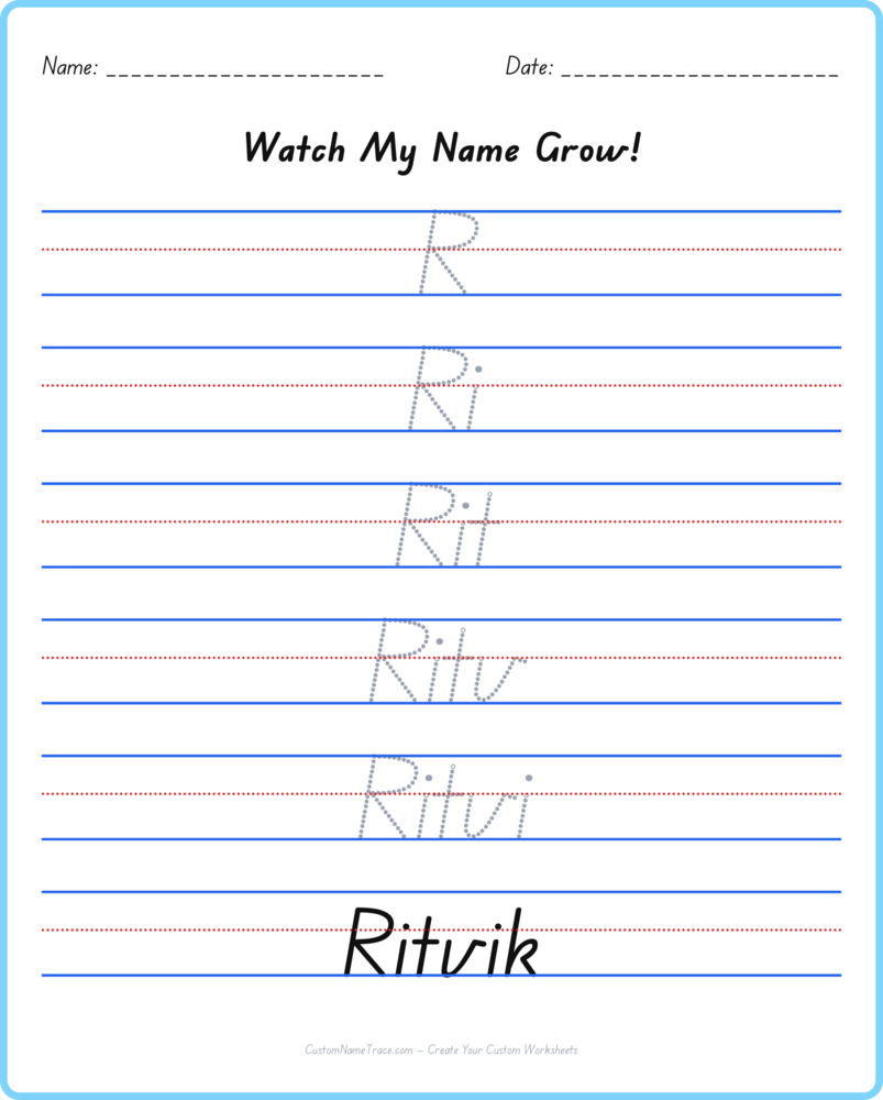 Free Ritvik custom name tracing - pyramid free worksheet
