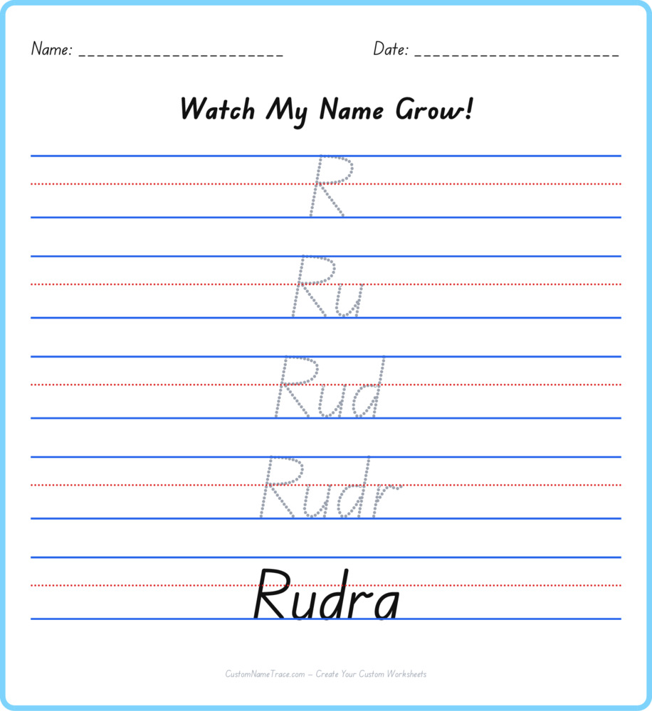 Free Rudra custom name tracing - pyramid free worksheet