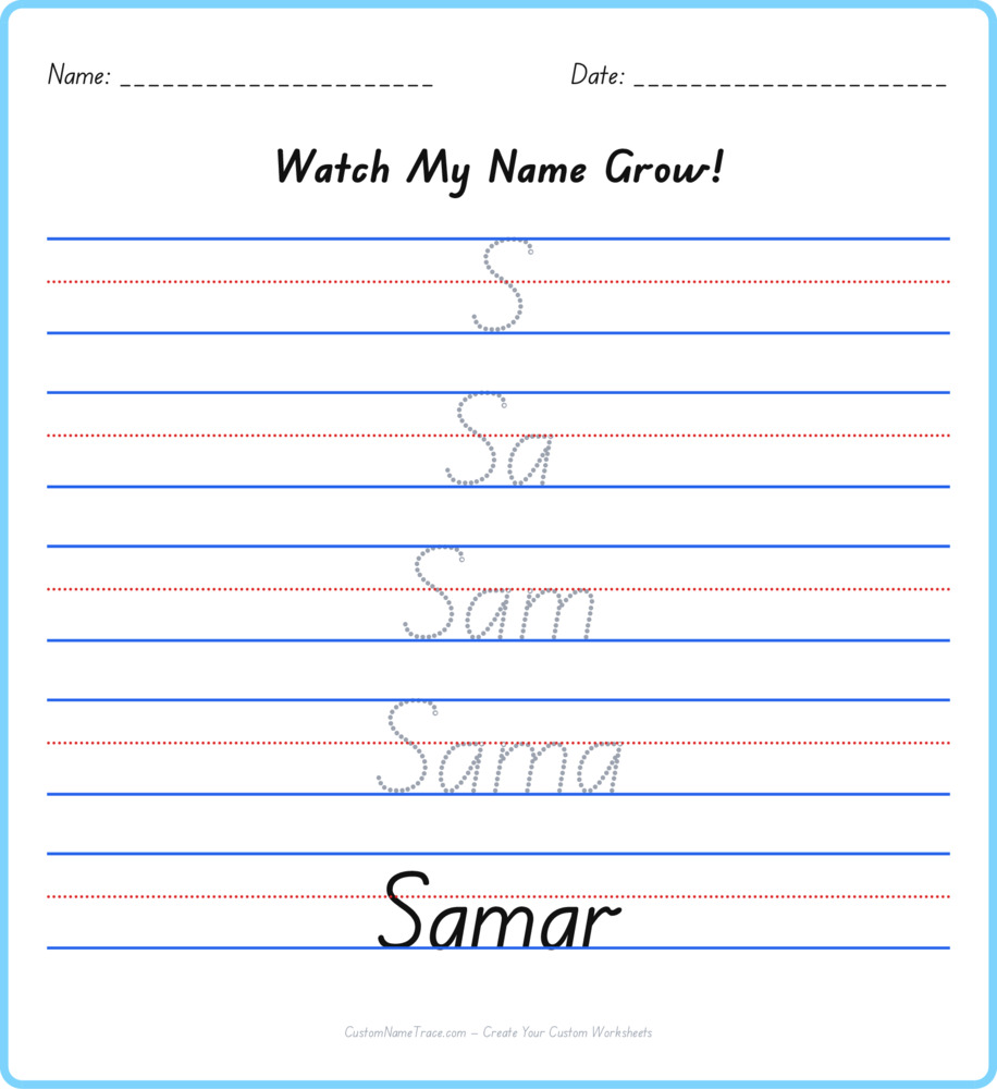 Free Samar custom name tracing - pyramid free worksheet