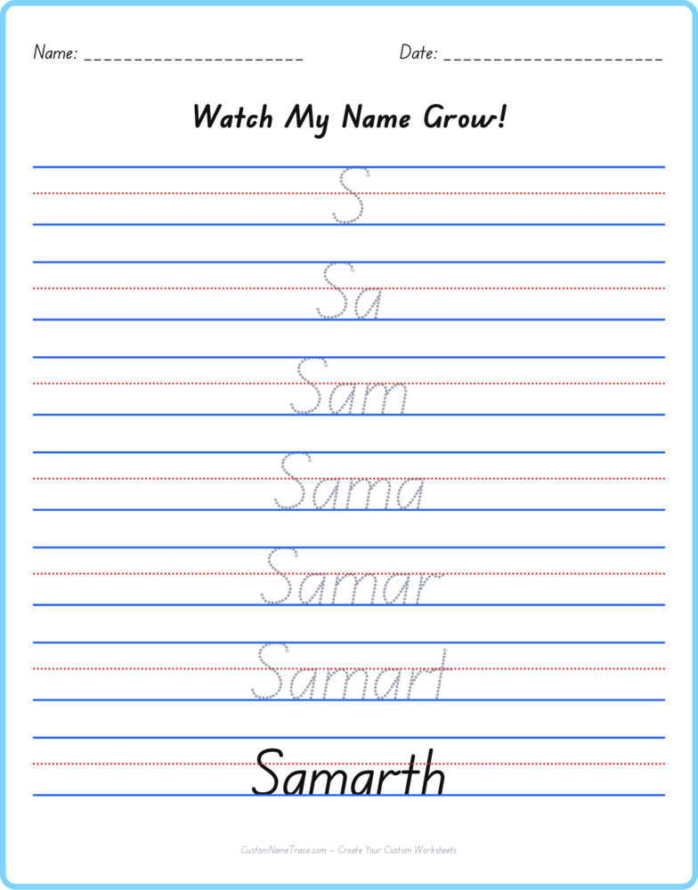 Free Samarth custom name tracing - pyramid free worksheet