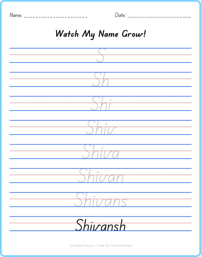 Free Shivansh custom name tracing - pyramid free worksheet
