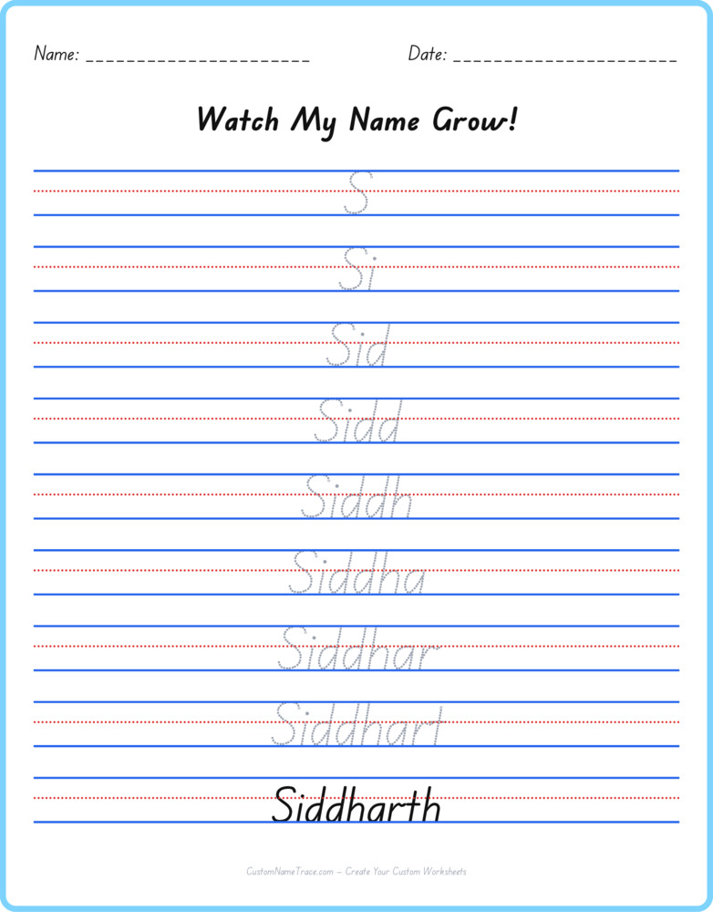 Free Siddharth custom name tracing - pyramid free worksheet