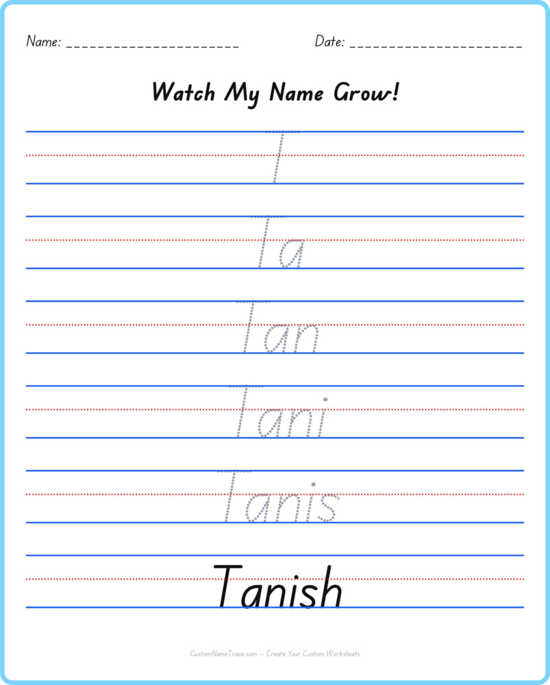 Free Tanish custom name tracing - pyramid free worksheet