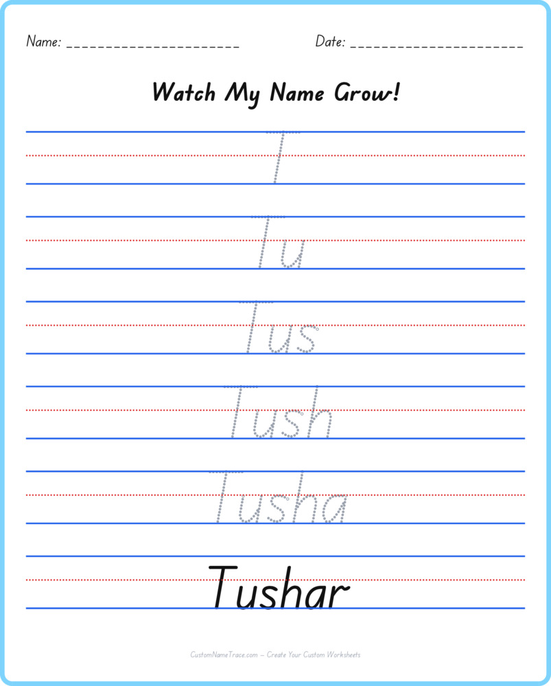 Free Tushar custom name tracing - pyramid free worksheet