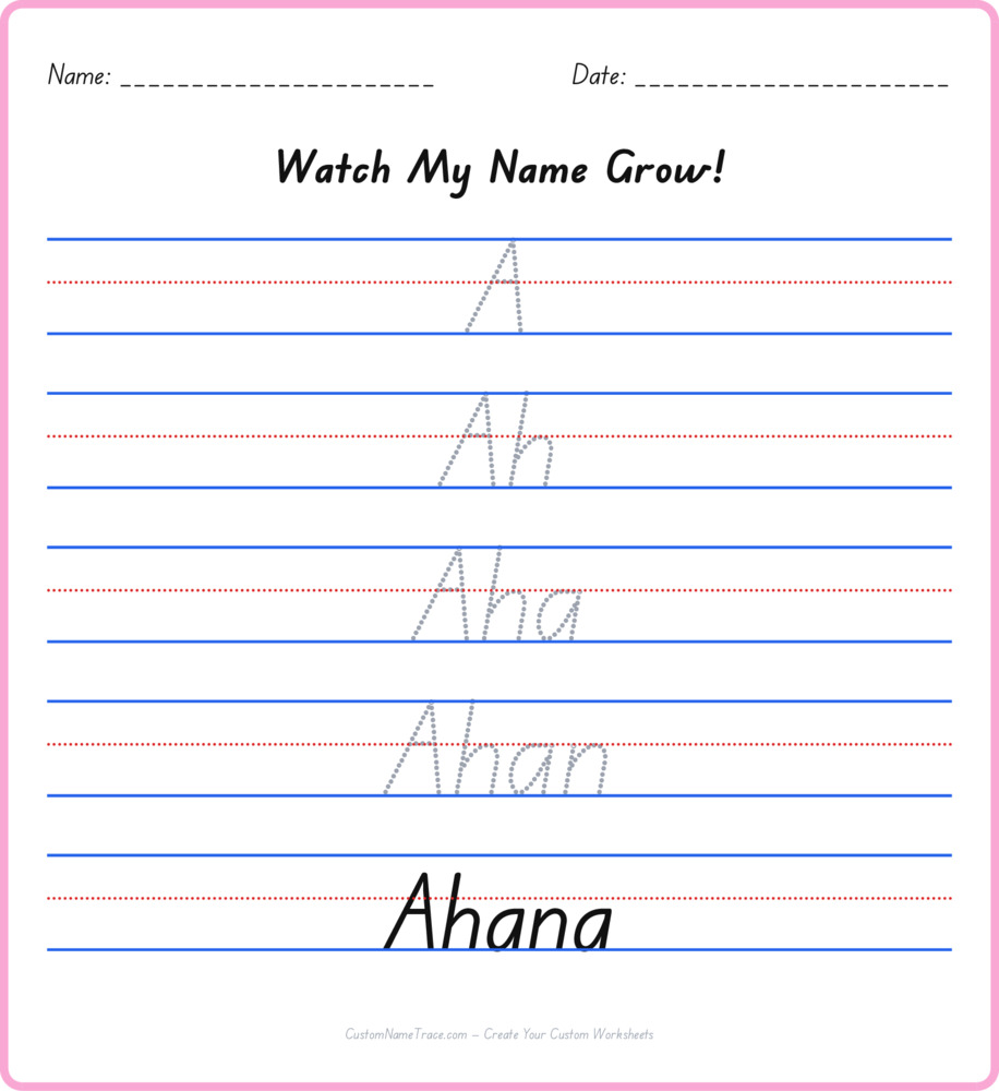 Free Ahana custom name tracing - pyramid free worksheet