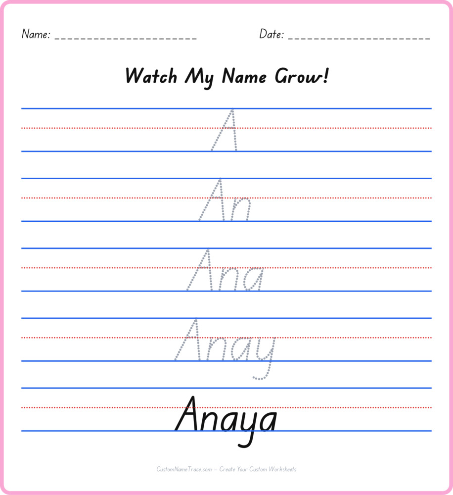 Free Anaya custom name tracing - pyramid free worksheet