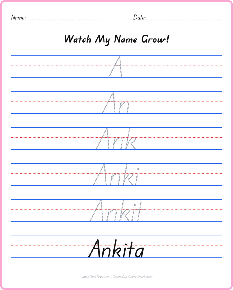 Free Ankita custom name tracing - pyramid free worksheet