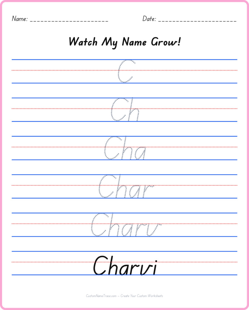 Free Charvi custom name tracing - pyramid free worksheet