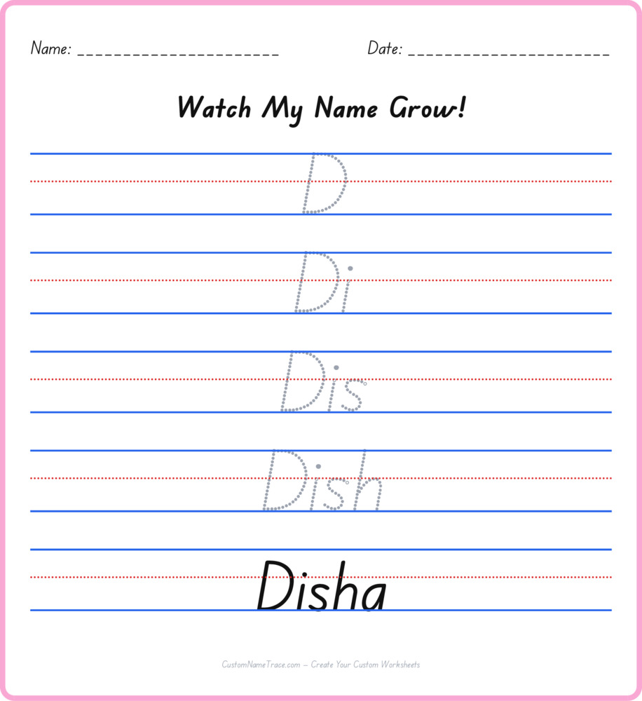 Free Disha custom name tracing - pyramid free worksheet